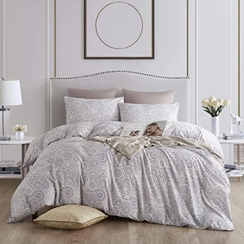  OyoLady Duvet Cover Set Queen Size, 3 Pieces Lightweight Soft Microfiber Bedding Comforter Cover For All Seasons (Queen, 90x90 Inches, Leaf)