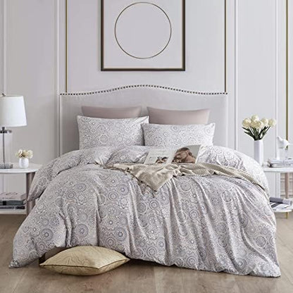  OyoLady Duvet Cover Set Queen Size, 3 Pieces Lightweight Soft Microfiber Bedding Comforter Cover For All Seasons (Queen, 90x90 Inches, Leaf)