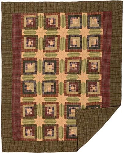  VHC Brands Tea Cabin Green Plaid Standard Pillow Case Set Of 2 21x30 Country Rustic Bedding Accessory, Moss Green