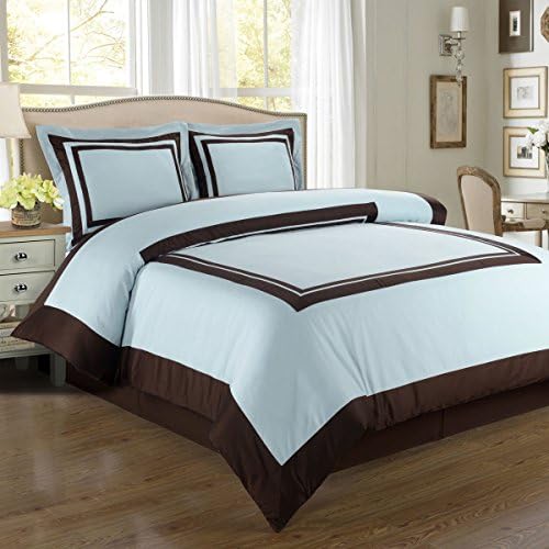  Uxury & Stylish Hotel Duvet Cover Set,100% Egyptian Cotton Elegant & Ultra Soft Duvet Set, 2 Piece Twin/Twin Extra Long Size Duvet Cover Set, White And Chocolate