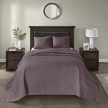  Madison Park Quebec Reversible Quilt Set Damask Design, Double Sided Stitching All Season, Lightweight Bedspread Bedding Set, Matching Sham, Cream, King(120"x118") 3 Piece