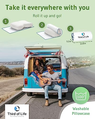  Bamboo Pillow NuMOON Aloe Vera | Memory Foam With Support For Pain Relief | Skin Care Pillowcase | Back And Side Sleepers Pillow | Cervical Pillow Against Shoulder & Neck Pain - Designed In Germany