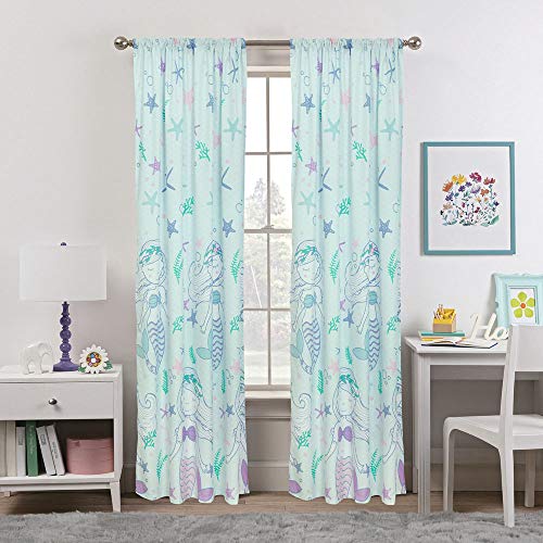  Ystical Mermaid Window Curtains, 48x84, Blue
