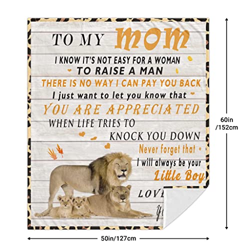  Gifts For Mom From Son, Love Letter Personalized Flannel Throw Blanket Birthday Christmas Thanksgiving Gifts Fits Couch Sofa Bedroom 50"x60"