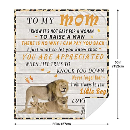  Gifts For Mom From Son, Love Letter Personalized Flannel Throw Blanket Birthday Christmas Thanksgiving Gifts Fits Couch Sofa Bedroom 50"x60"