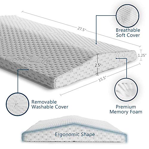  ComfiLife Lumbar Support Pillow For Sleeping Memory Foam Pillow For Back Pain Relief - Side, Back And Stomach Sleepers- Triangle Wedge Bolster Pillow - Bed Rest Pillow (White, Standard)