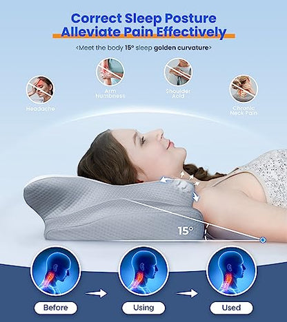 Ultra Pain Relief Cooling Pillow For Neck Support, Adjustable Cervical Pillow Cozy Sleeping, Odorless Ergonomic Contour Memory Foam Pillows, Orthopedic Bed Pillow For Side Back Stomach Sleeper