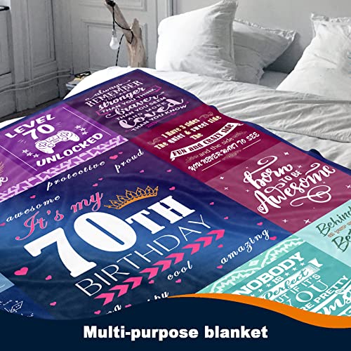  70th Birthday Gifts For Women Blanket 60x50in, 70th Birthday Gifts For Her, 70th Birthday Decorations For Women, 70 Year Old Birthday Gifts For Women Sister Wife Mom Grandma Soft Warm Throw Blanket