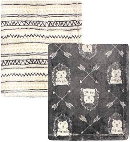  Hudson Baby Unisex Baby Cozy Plush Luxury Blankets 2pk, Pink Elephants, One Size