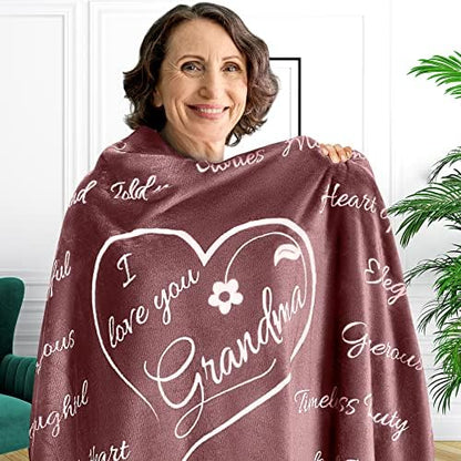  Mothers Day Gifts For Grandma, Gifts For Grandma Blanket, Grandma Gifts From Grandkids, Best Grandma Gifts, Grandma Birthday Gifts From Grandchildren, Throw Blanket 65”x50” (Flowers)