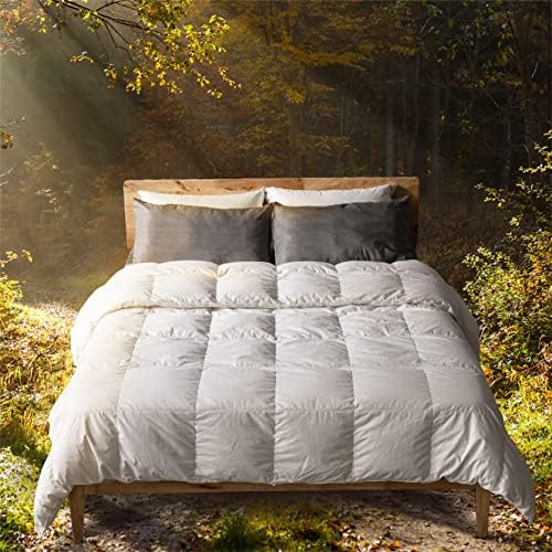  Ll Season Down Comforter - Ultra Soft Duvet Insert, 100% Cotton Shell, 50% Down & 50% Feather Real Filling, Breathable, Machine Washable (White, King Size)