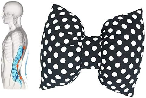  Wishlanlan 1 Pcs Bowknot Shape Lumbar Support Back Cushion For Lower Back Pain Relief- Ideal Back Pillow For Computer/Office Chair, Car Seat (Black + White Spots,Back Cushion)
