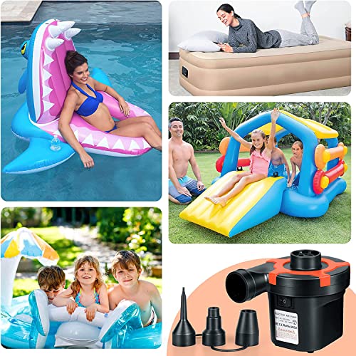  EMIERAI Electric Air Pump For Inflatables - Portable Quick-Fill Air Mattress Pump With 3 Nozzles | Inflator/Deflator Pumps For Camping, Inflatable Cushions, Boats, Swimming Ring, 12V DC/110V AC