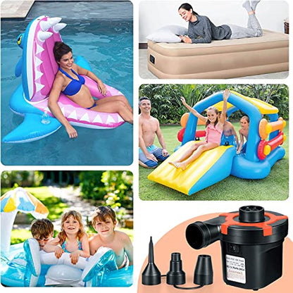  EMIERAI Electric Air Pump For Inflatables - Portable Quick-Fill Air Mattress Pump With 3 Nozzles | Inflator/Deflator Pumps For Camping, Inflatable Cushions, Boats, Swimming Ring, 12V DC/110V AC