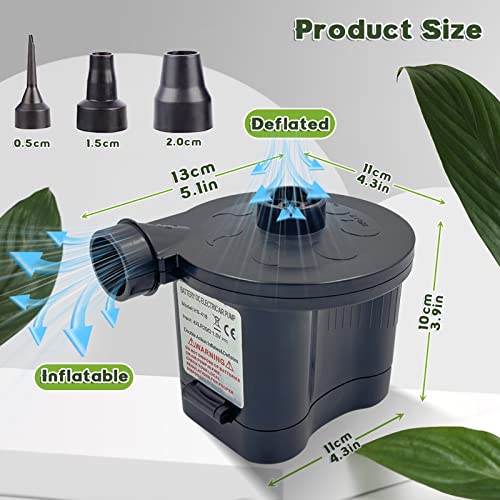  4D Battery Powered Portable Air Pump, Electric Air Pump For Mattress Inflatables Paddling Pool Beach Toys, Travel Air Pump For Swimming Rings Bed Pool Toys (3 Air Nozzles)
