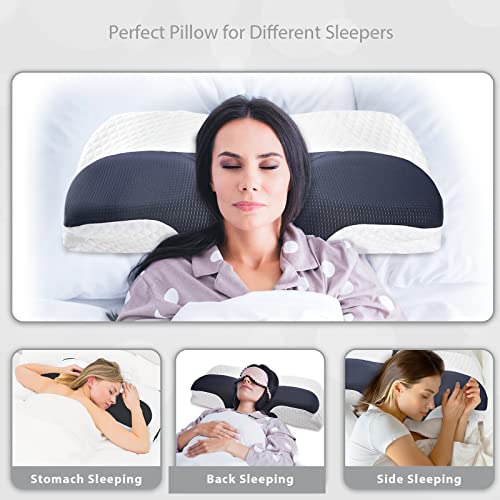  Fullengy Cervical Memory Foam Pillow, Contour Pillows For Neck, Shoulder, Back Pain Relief, Ergonomic Neck Contoured Support Pillow For Side, Back, Stomach Sleepers, Washable Pillowcase