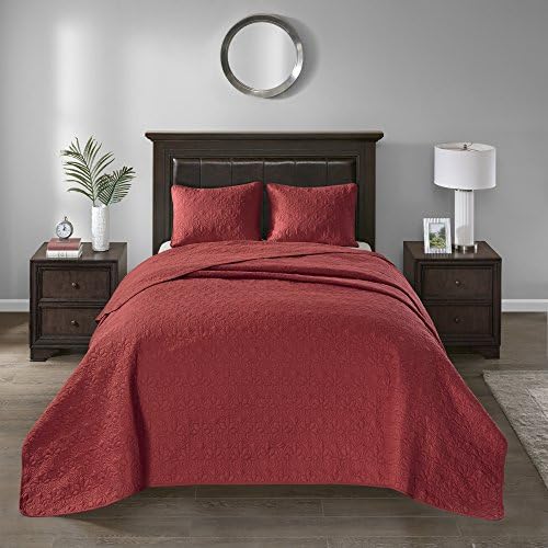  Madison Park Quebec Reversible Quilt Set Damask Design, Double Sided Stitching All Season, Lightweight Bedspread Bedding Set, Matching Sham, Cream, King(120"x118") 3 Piece