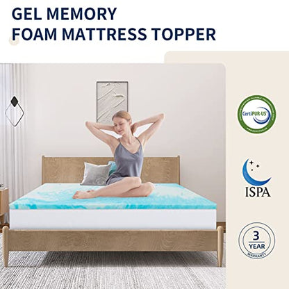  Vyfipt 4 Inch Mattress Topper King, Gel Infused Memory Foam Mattress Topper, Ventilated Design, CertiPUR-US Certified, Blue