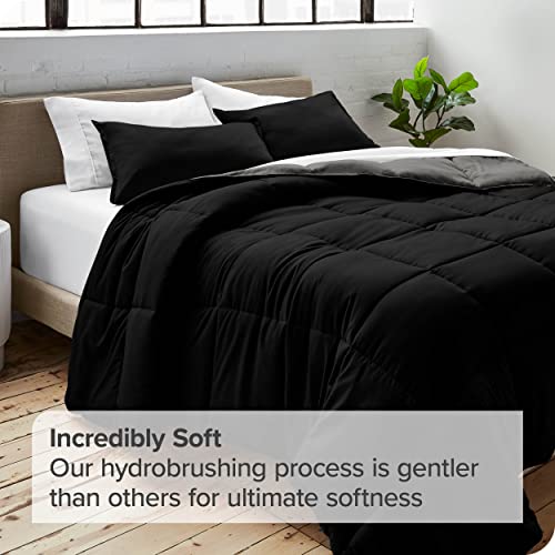  Bare Home Twin/Twin Extra Long Comforter - Reversible Colors - Goose Down Alternative - Ultra-Soft - Premium 1800 Series - All Season Warmth - Bedding Comforter (Twin/Twin XL, Black/Grey)