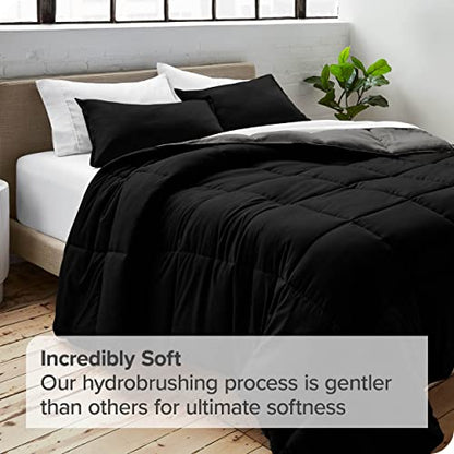  Bare Home Twin/Twin Extra Long Comforter - Reversible Colors - Goose Down Alternative - Ultra-Soft - Premium 1800 Series - All Season Warmth - Bedding Comforter (Twin/Twin XL, Black/Grey)