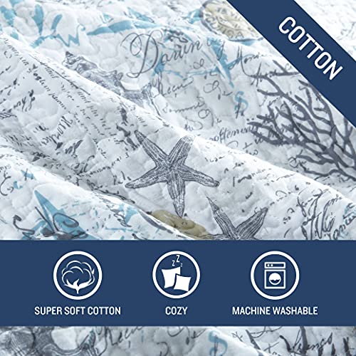  Tommy Bahama - King Quilt Set, Reversible Cotton Bedding With Matching Shams, Lightweight Home Decor For All Seasons (Beach Bliss Grey, King)