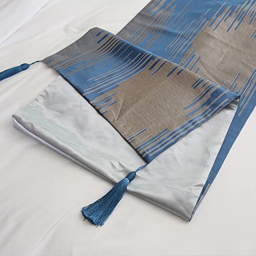  Bedroom Bed Runner Jacquard Striped Bedding Scarf Pad Home Decorative Bed Protector Slip Cover Throw Bedspread For Queen Double Single King,Champagne 45 * 240cm