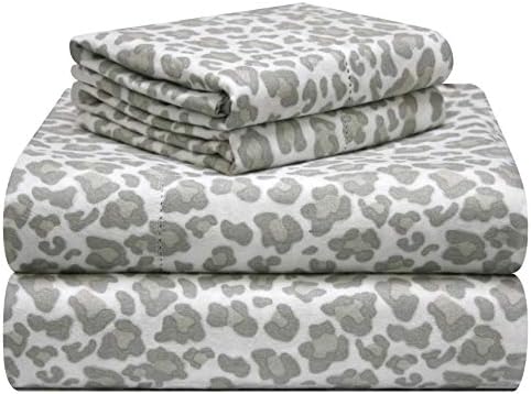  Pointehaven 180 GSM Velvet Feel Luxury 100% Cotton Printed Flannel Sheet Set,4PCS, Queen, Cats - Warm & Cozy - Pre-Shrunk -Deep Pockets - Elastic All Around-Comfy Double Brushed -