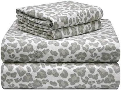  Pointehaven 180 GSM Velvet Feel Luxury 100% Cotton Printed Flannel Sheet Set,4PCS, Queen, Cats - Warm & Cozy - Pre-Shrunk -Deep Pockets - Elastic All Around-Comfy Double Brushed -