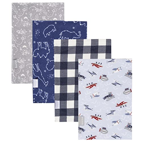  Bear 4 Pack Flannel Blankets, Grey