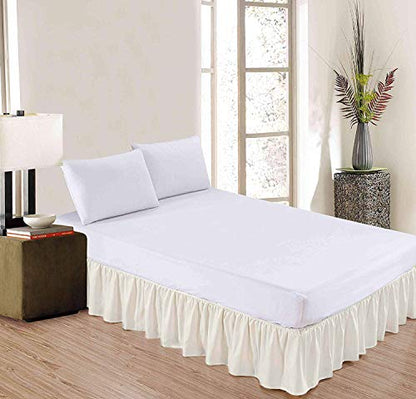  Uffled Bed Skirt With Split Corners - Ivory, Twin BedSkirt, Gathered Style Easy Fit Up To 15 Inch Drop, Wrap With Platform Three Sided Coverage Ruffle Bed Skirts (Ivory Twin)