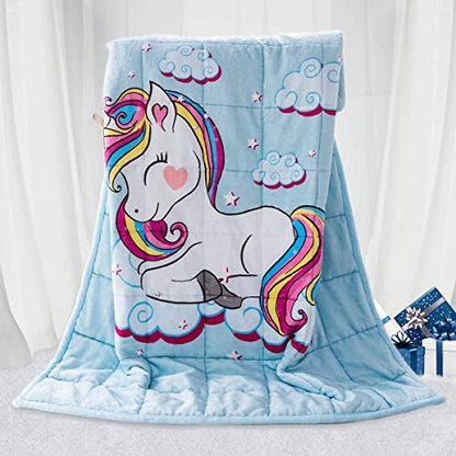  Uttermara Kids Weighted Blanket 5lbs, Dinosaur Fleece Blanket For Kids With 5 Color Options, Ultra Soft And Cozy Kids Blanket, Great For Calming And Sleep 36x 48inch, Blue