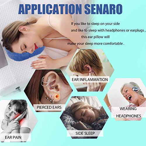  Back Scratcher Piercing Pillow For Side Sleepers, Donut Shaped Side Pillow With Hole For Ear, Ear Pillows For CNH And Ear Piercing Ear Pain, Ear Cushions For Sleeping Guard (Blue)