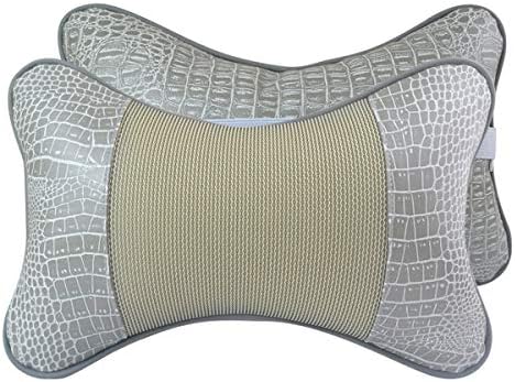  YIHO Car Neck Support Pillow Leather Head-Rest Cushion To Relief Cervical Shoulder Pain Issues For Universal Driver & Passenger Seat In Travel Or Office Chair (Black-2 Pack)