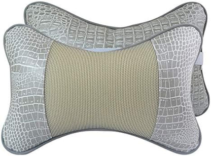  YIHO Car Neck Support Pillow Leather Head-Rest Cushion To Relief Cervical Shoulder Pain Issues For Universal Driver & Passenger Seat In Travel Or Office Chair (Black-2 Pack)