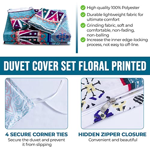  Multicolor Luxury Duvet Cover Queen Size With 2 Pillowcases | 3Pcs Boho Bedding Set Brighten Your Bedroom | Soft Touch, Beautiful, Lightweight And Durable 3Pcs Bedding Set