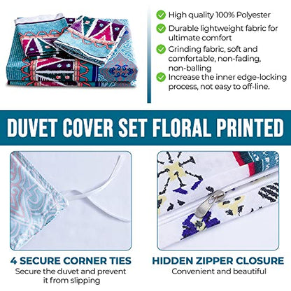  Multicolor Luxury Duvet Cover Queen Size With 2 Pillowcases | 3Pcs Boho Bedding Set Brighten Your Bedroom | Soft Touch, Beautiful, Lightweight And Durable 3Pcs Bedding Set