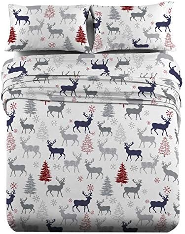  Heavyweight Flannel, 100-Percent Cotton Twin Extra Long XL 3PC Bed Sheets Set, Polka Dots Print, 170 GSM