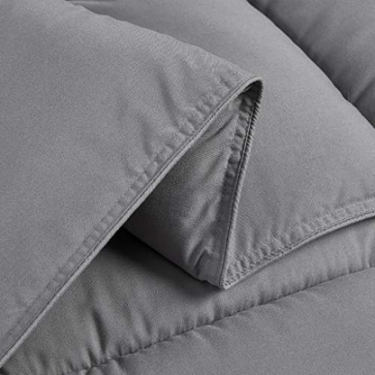  Chezmoi Collection 3-Piece Down Alternative Comforter Set (Queen, Gray)