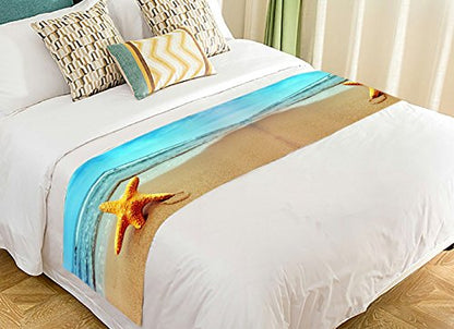  NNBZ Custom Beach Theme Bed Runner Cotton Bedding Scarf Bedding Decor 20x95 Inches
