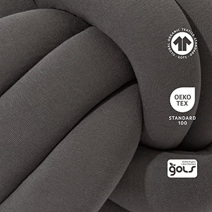  Bearaby Hand-Crafted Knot Pillow Ball - Relieve Stress With Oeko-TEX Certified Organic And Gently Weighted Material - Handcrafted From Natural Rubber Foam (Asteroid Grey, Large)