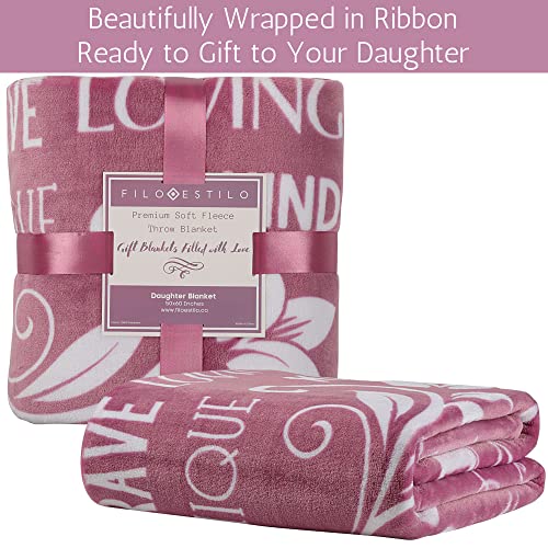  FILO ESTILO Daughter Gifts From Dad, Mom, Daughter Throw Blanket Bedroom Décor For Girls, Birthday Gifts For Daughter, Unique Presents For Daughters 60x50 Inches (Pink)