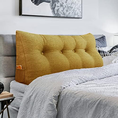  VERCART Triangular Headboard Wedge Pillow Daybed Pillows Bed Headboard Pillow Wedge Bed Rest Reading Pillow Gap Filler Triangle Back Cushion Lumbar Positioning Upholstered Linen Blend Grey Twin