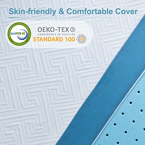  Sleepmax 4 Inch Gel Mattress Topper Queen - Medium Firm Memory Foam Mattress Pad, Supportive & Pressure Relieving - Bed Topper With Ventilated Cover Enhance Comfortable & Breathable