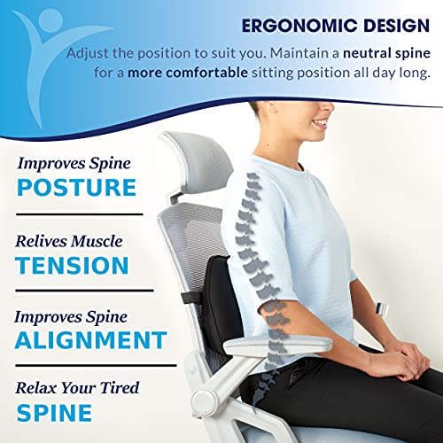  Lumbar Support Pillow For Office Chair - Lower Back Support Posture Corrector - Chair Cushion For Back Pain Uses ArcContour Patented Technology Has Unique Lateral Convex Shape For A Pain Free Back…