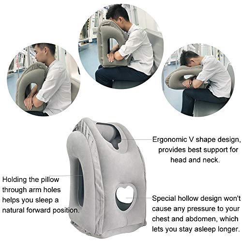  SmartDer Inflatable Travel Pillow, Airplane Pillow With Patented Valve Design, Travel Accessories With Neck And Head Support, Travel Pillows For Long Haul Flights, Cars, Buses, Trains, Office Napping