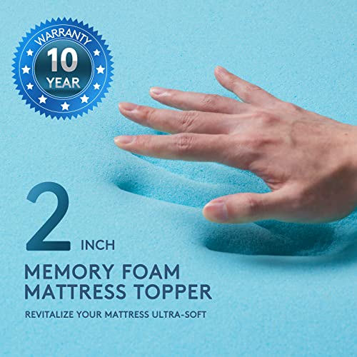  Dual Layer 4 Inch Memory Foam Mattress Topper Queen Size, Breathable & Medium Support, 2 Inch Cooling Gel Memory Foam & 2 Inch Bamboo Pillow Top Mattress Pad Cover For Back Pain