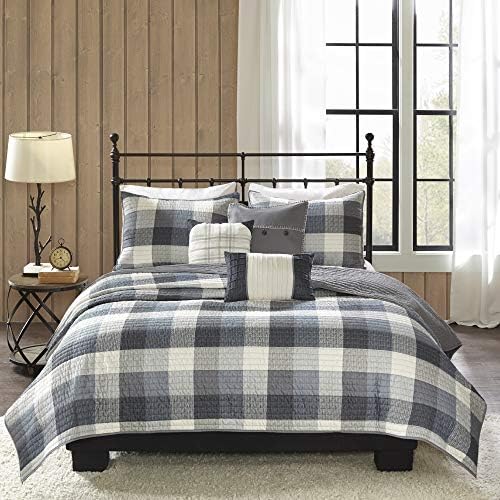  Reversible Quilt Cabin Lifestyle Plaid Design - All Season, Breathable Coverlet Bedspread Bedding Set, Matching Shams, Ridge Red King/Cal King(104"x92") 6 Piece