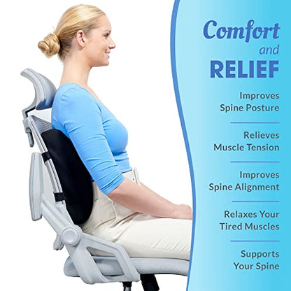  RELAX SUPPORT RS9 - Lumbar Support Pillow - Gaming & Office Desk Chair Accessory - Back Pain Relief - Car Cushion - Men Women Trucker Seat Tailbone Comfort Pad