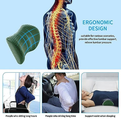  FOUSUPDT Lumbar Pillow, Memory Foam Lumbar Support Pillow For Office Chair And Car Seat, Back Support Pillow For Lower Back Pain Relief, Support Cushion Back Pillow For Sleeping, Driving(Dark Green)