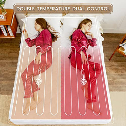  Heated Mattress Pad Queen Size Electric Mattress Pads Black Electric Bed Warmer Fit Up To 21" With 11 Heat Settings Single Controller 9 Hours Auto Shut Off